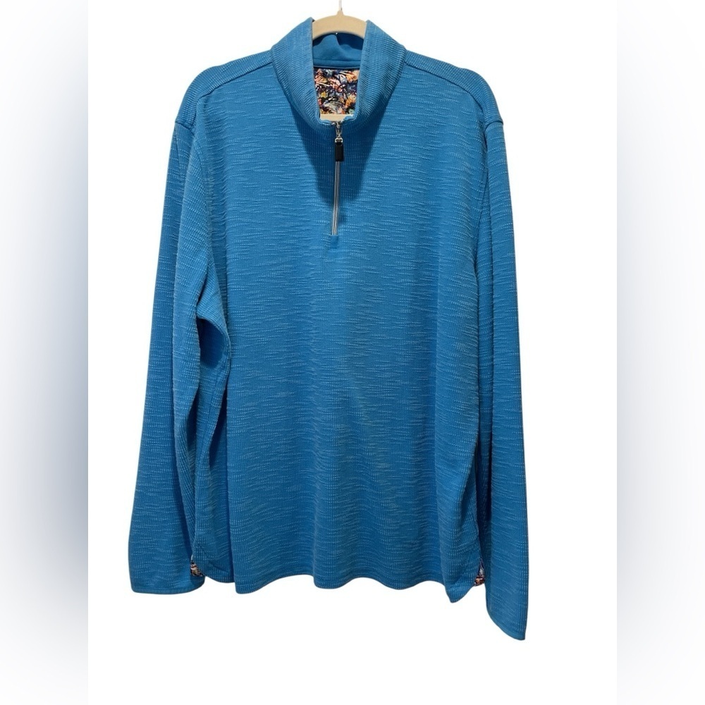 Robert Graham Adrift Knit Shirt -Blue Quarter-Zip Sweater size 2XL